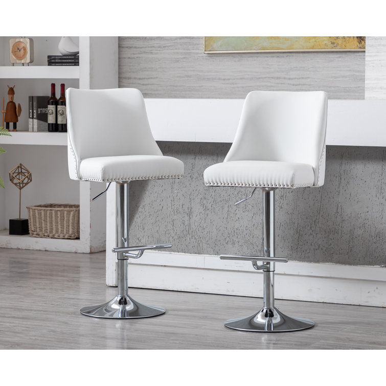 White leather discount kitchen bar stools